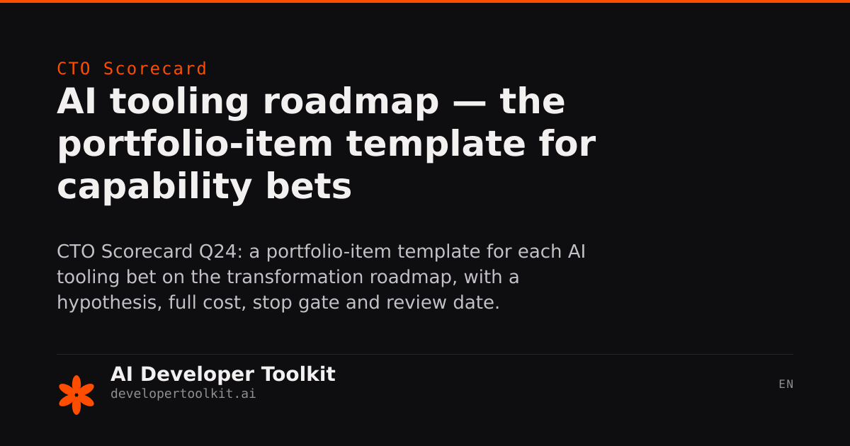 AI tooling roadmap — 6-12 month plan + dedicated lead | Developer Toolkit