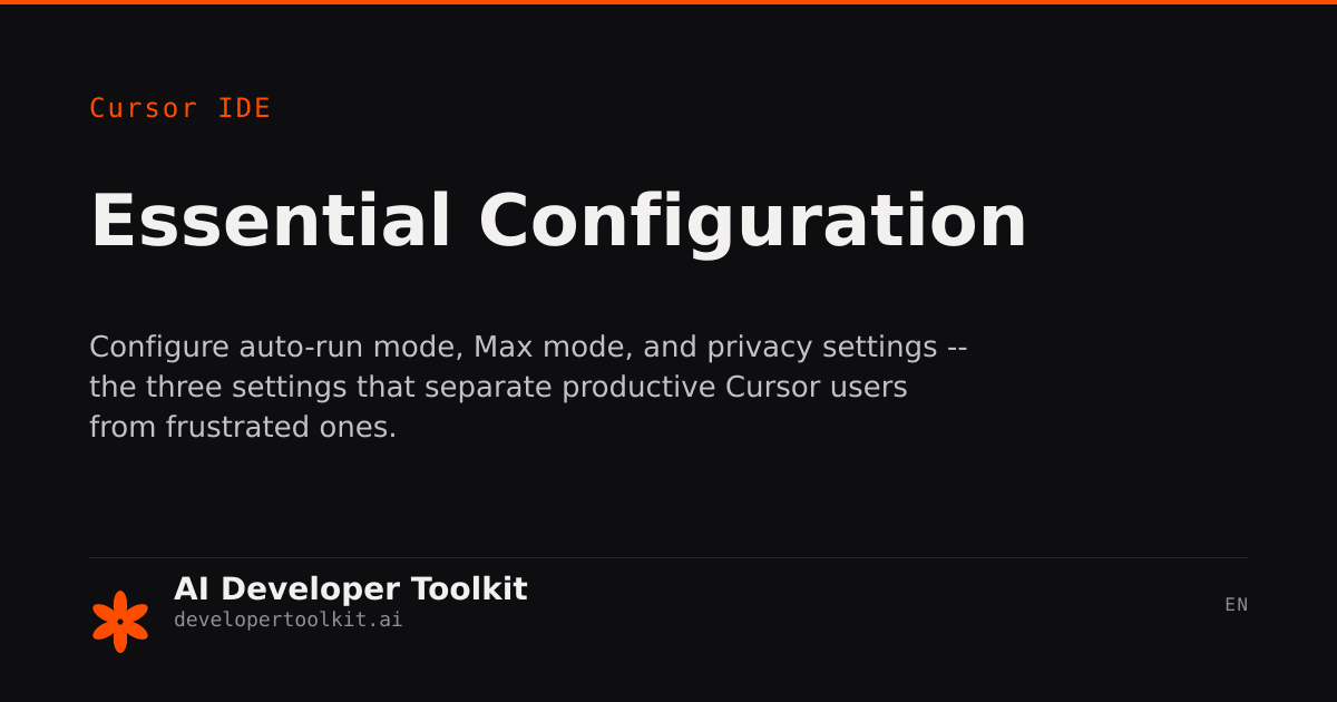 Essential Configuration | Developer Toolkit