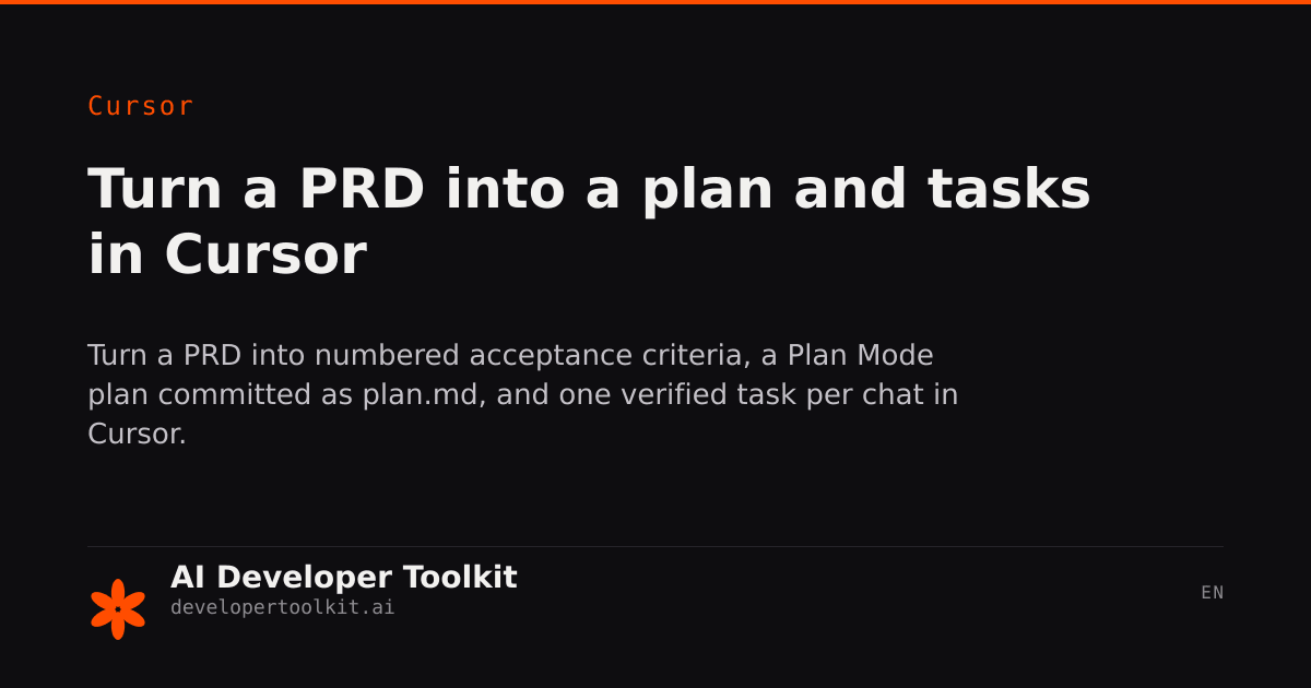 PRD Workflow in Cursor | Developer Toolkit