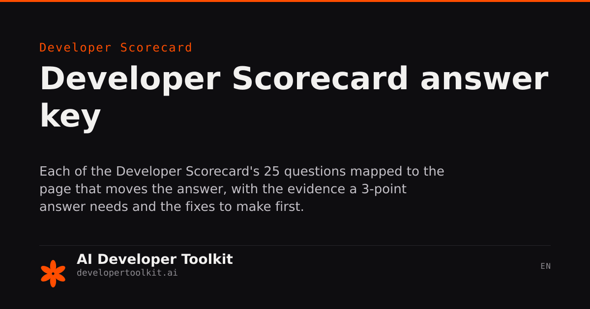 Developer Scorecard Guide | Developer Toolkit