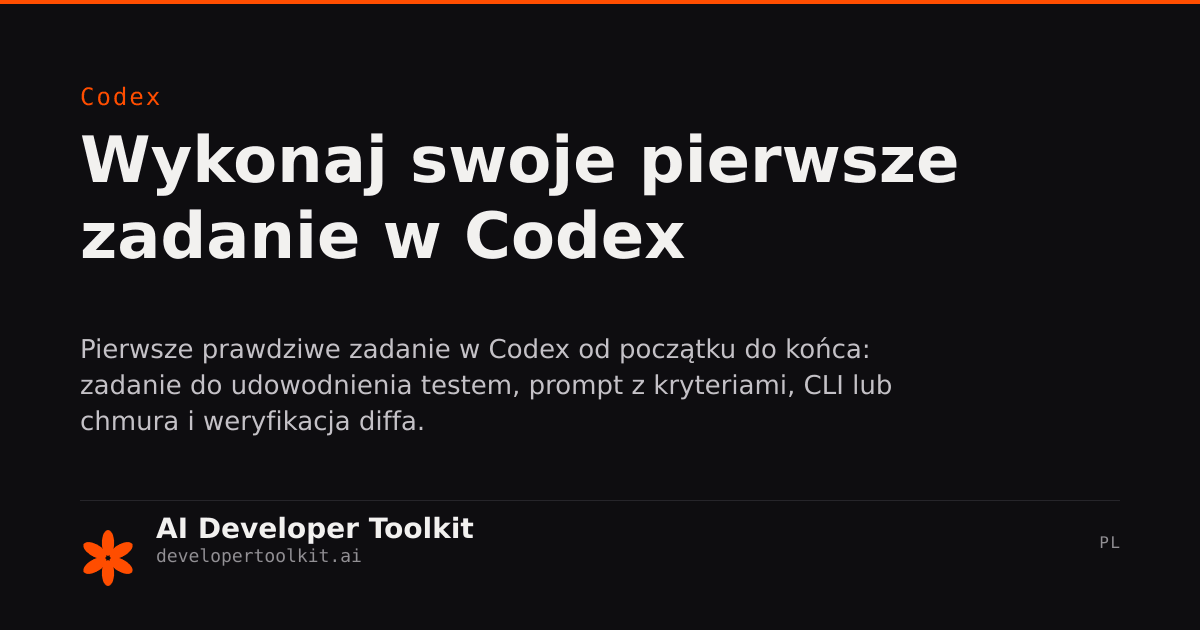 Twoje pierwsze zadanie w Codex | Developer Toolkit