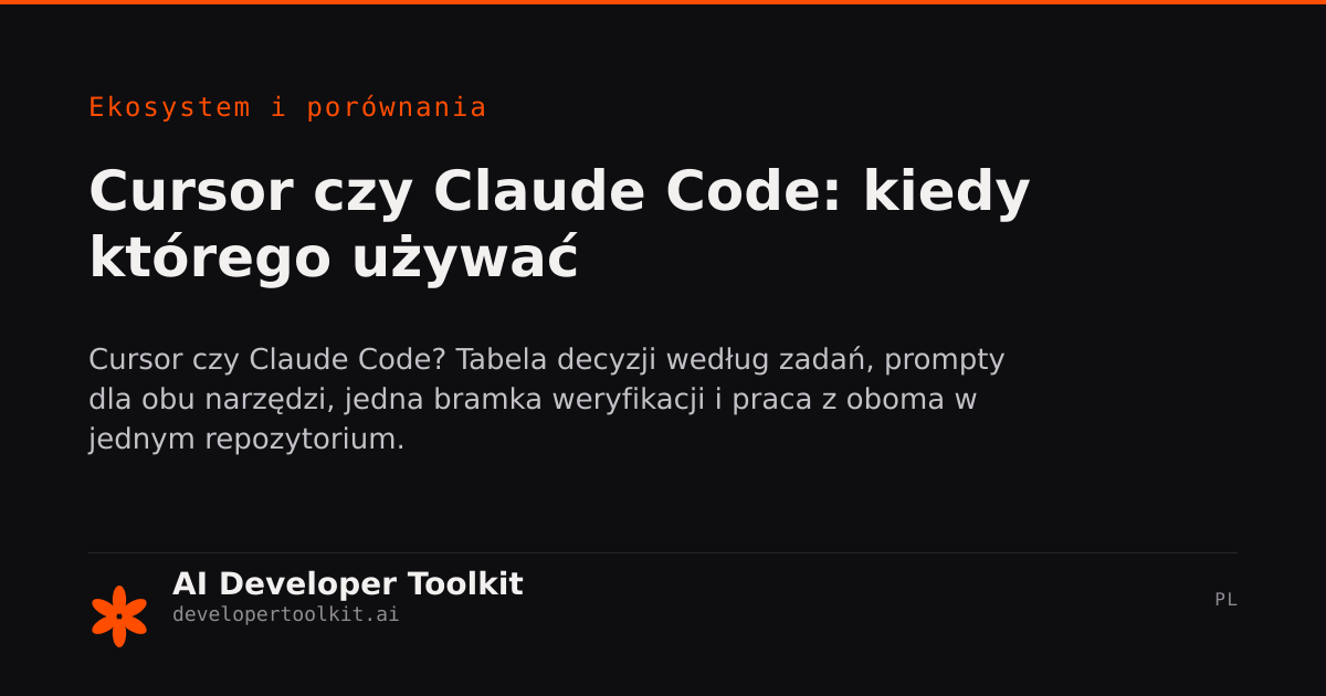 Cursor vs Claude Code -- Kiedy użyć którego | Developer Toolkit